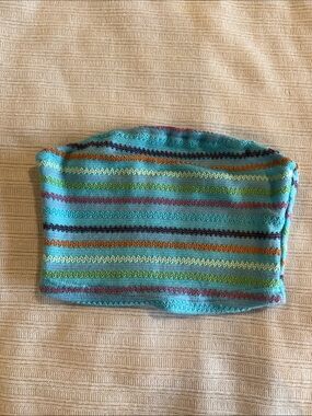 SHEIN Turquoise Multi-Color Striped Knit Tube Crop Top